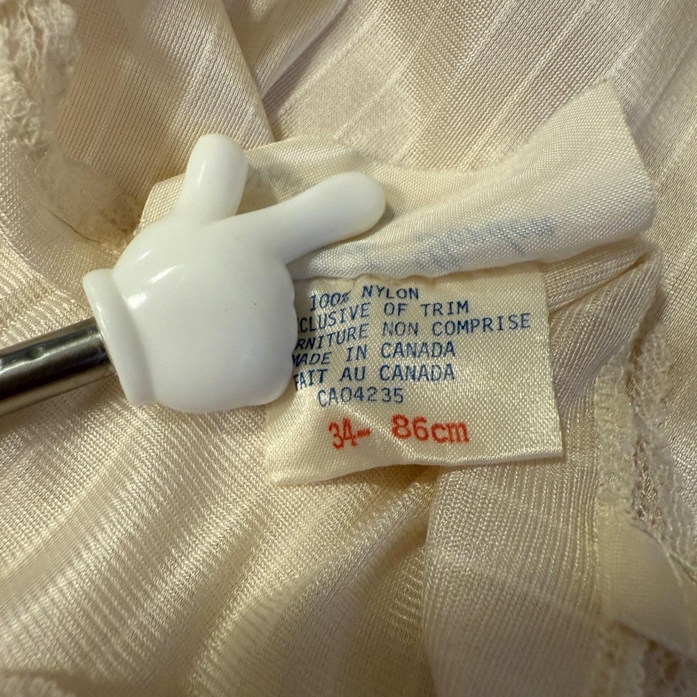 Elizabeth Gordon Vintage Nightgown Slip Ivory Nylon Lace Small Minimal - Picture 13 of 15